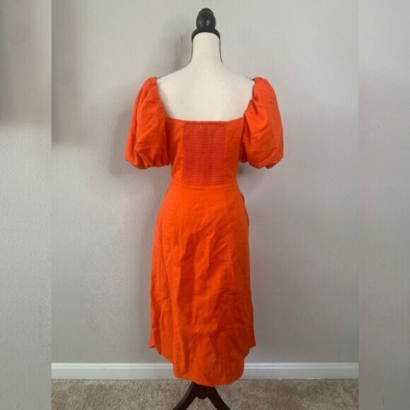 NWOT Banana Republic Bright Orange Midi Dress - Picture 9 of 14